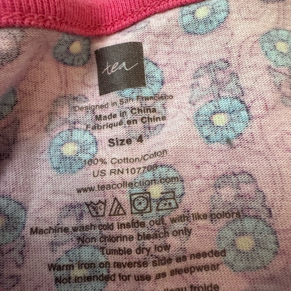Tea Collection Girls Dress 4 Long Sleeve Pink Floral Drop Waist Tunic - Picture 4 of 6